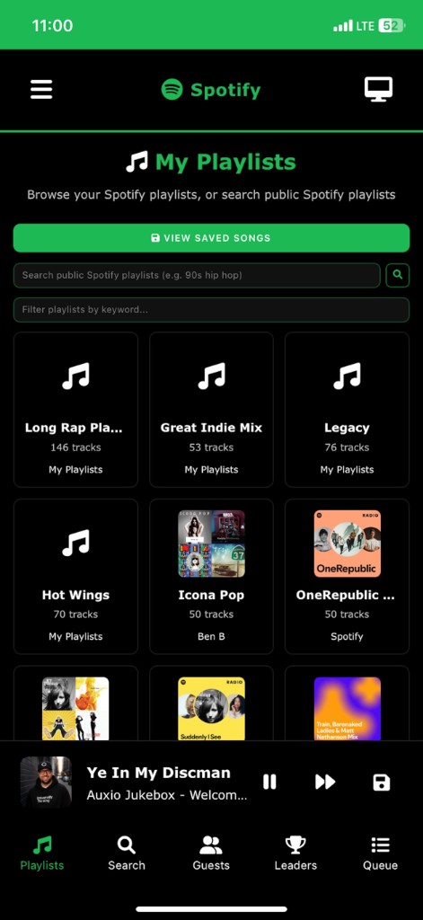 Spotify playlists browser for party setup